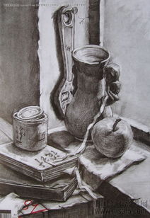 2014年四川美术学院设计类素描优秀试卷17 通讯设备的艺术呈现